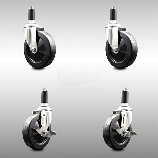 Service Caster 5 Inch 316SS Hard Rubber Swivel 1-1/4 Inch Expanding Stem Caster Brake SCC, 2PK SCC-SS316EX20S514-HRS-2-TLB-2-114 - main